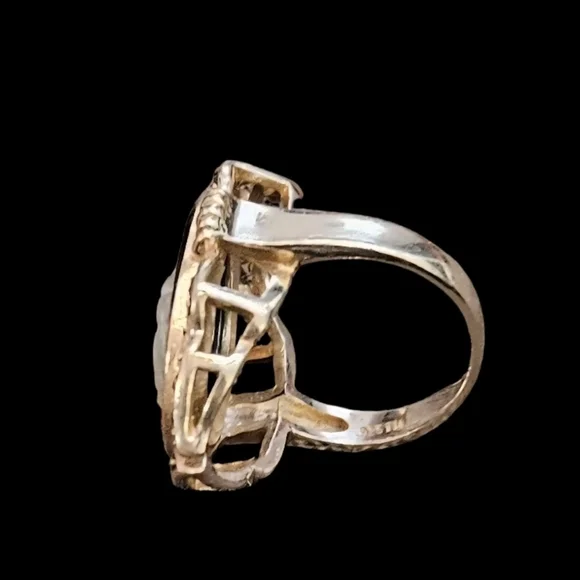 Vintage 925 Art Deco Cameo Ring Size 7 to 7.25 - Picture 4 of 6